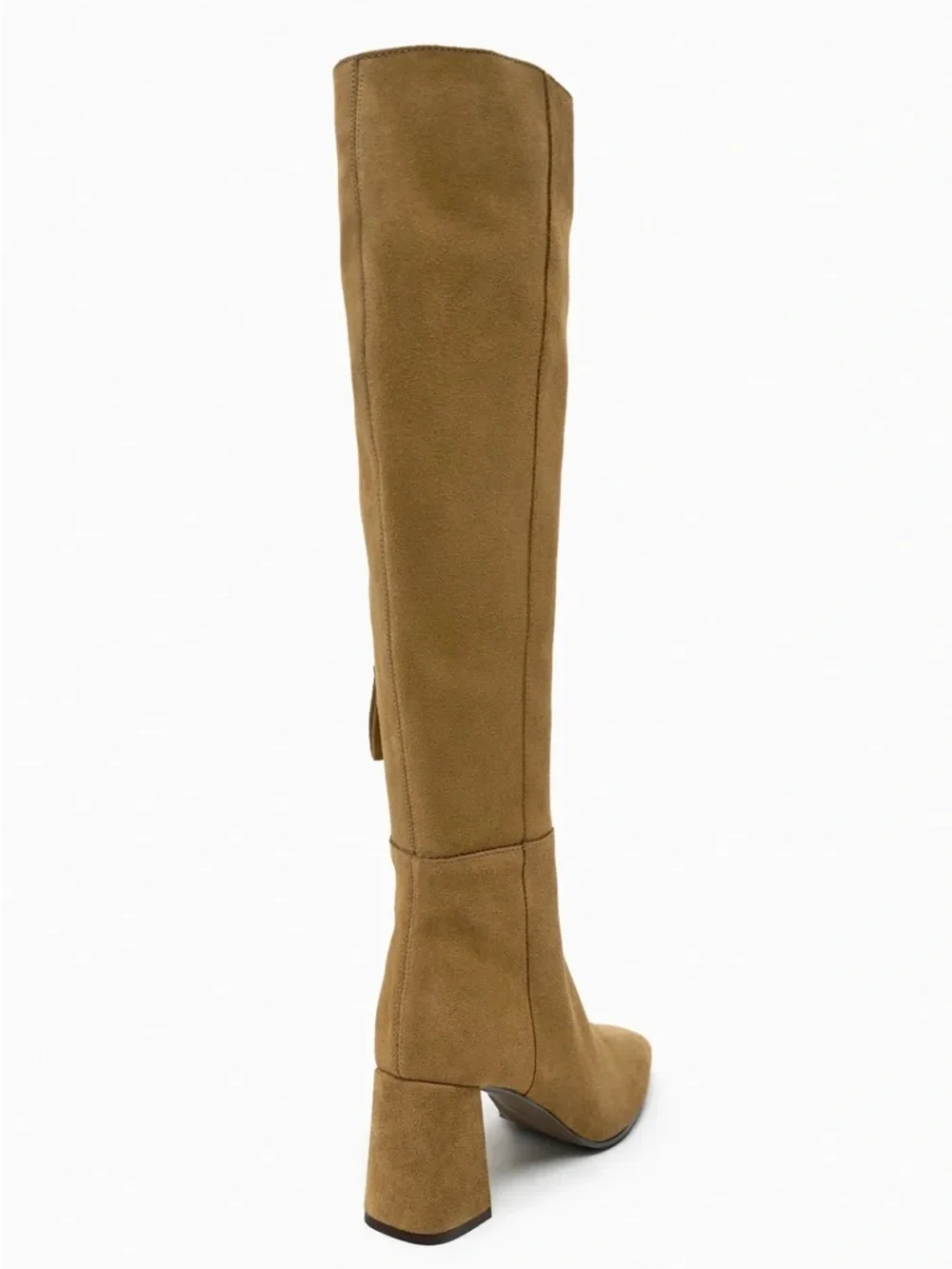 Zara HEELED SUEDE OVER THE KNEE BOOTS. Sandy Brown. Size 6.5. New with Tags.